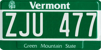 VT license plate ZJU477