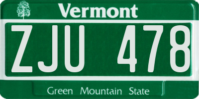 VT license plate ZJU478