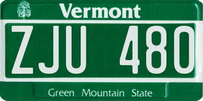 VT license plate ZJU480