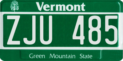 VT license plate ZJU485