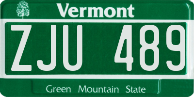 VT license plate ZJU489