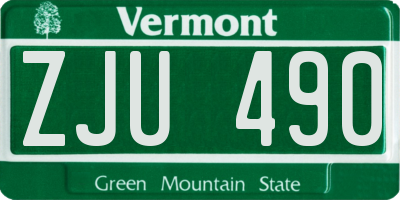 VT license plate ZJU490