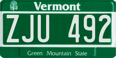 VT license plate ZJU492