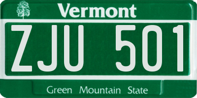 VT license plate ZJU501