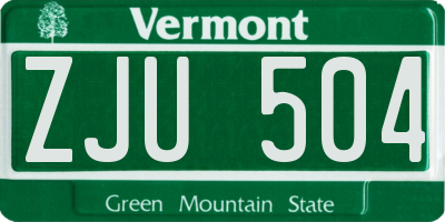 VT license plate ZJU504