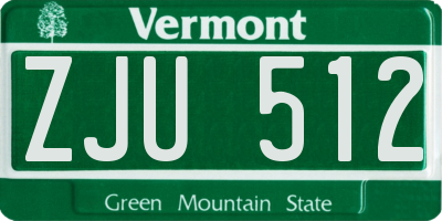 VT license plate ZJU512