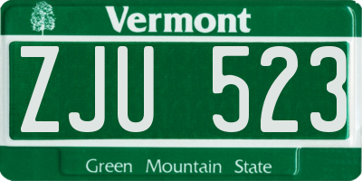 VT license plate ZJU523