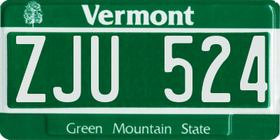 VT license plate ZJU524