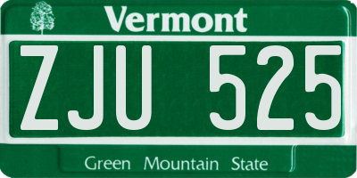 VT license plate ZJU525