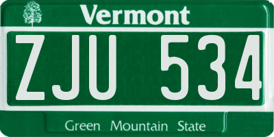 VT license plate ZJU534
