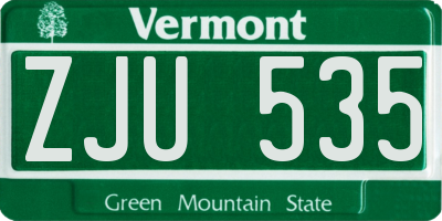 VT license plate ZJU535