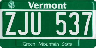 VT license plate ZJU537