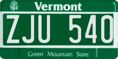 VT license plate ZJU540
