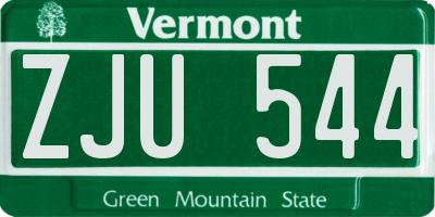 VT license plate ZJU544