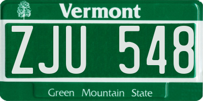 VT license plate ZJU548