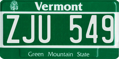 VT license plate ZJU549