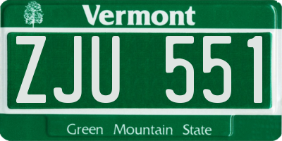 VT license plate ZJU551