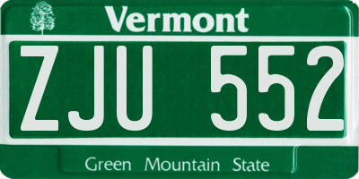 VT license plate ZJU552
