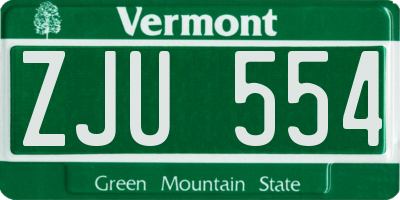VT license plate ZJU554