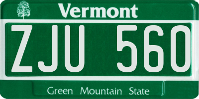VT license plate ZJU560