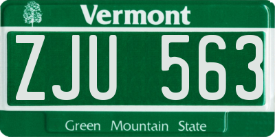VT license plate ZJU563