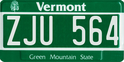 VT license plate ZJU564