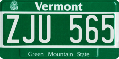 VT license plate ZJU565