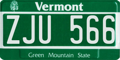 VT license plate ZJU566