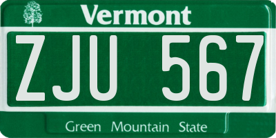VT license plate ZJU567