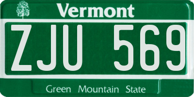 VT license plate ZJU569