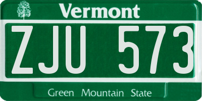 VT license plate ZJU573