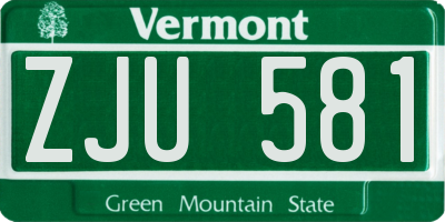 VT license plate ZJU581