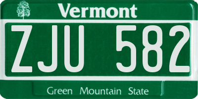VT license plate ZJU582
