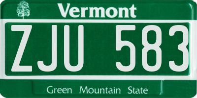 VT license plate ZJU583