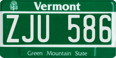 VT license plate ZJU586
