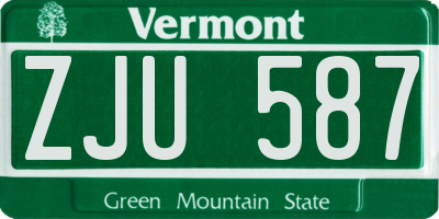 VT license plate ZJU587