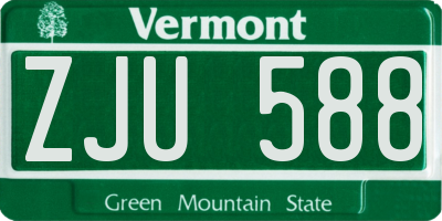 VT license plate ZJU588
