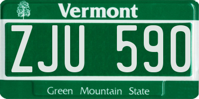VT license plate ZJU590