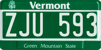 VT license plate ZJU593