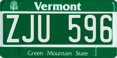 VT license plate ZJU596