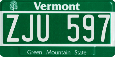 VT license plate ZJU597