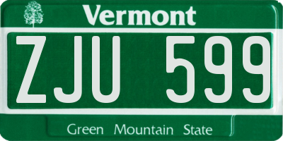 VT license plate ZJU599