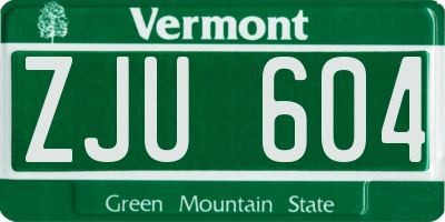 VT license plate ZJU604