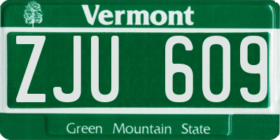 VT license plate ZJU609
