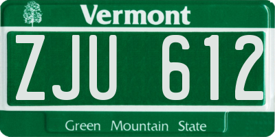 VT license plate ZJU612