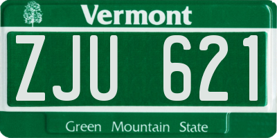 VT license plate ZJU621