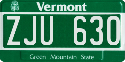 VT license plate ZJU630