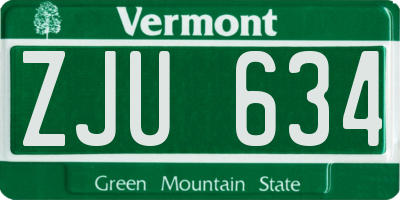 VT license plate ZJU634