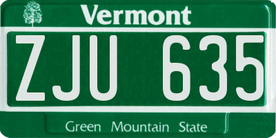 VT license plate ZJU635