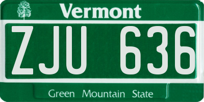 VT license plate ZJU636